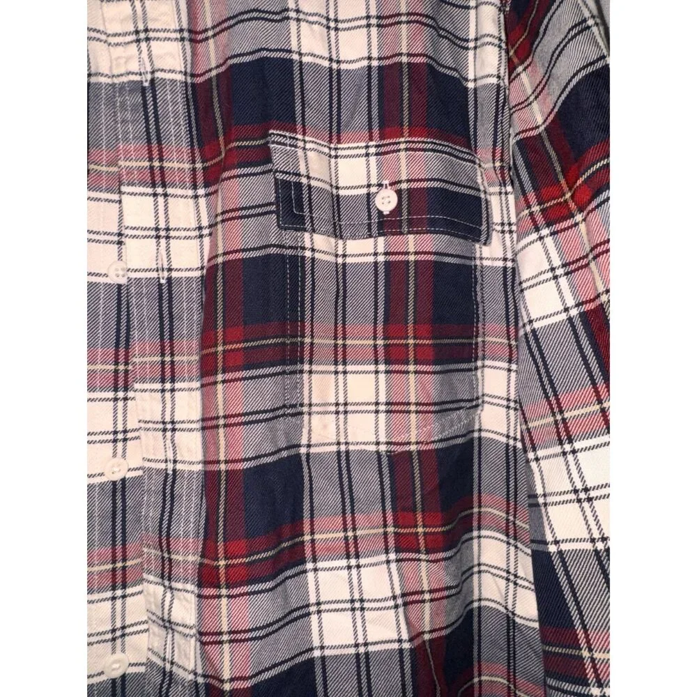 Mens Goodthreads Slim Fit Twill Plaid Button-Down Shirt XL Red & Navy - Picture 7 of 14